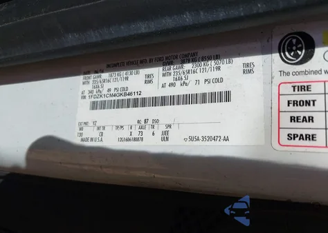 2016 Ford Transit Xlt z USA, uszkodzony, nr VIN 1FDZK1CM4GKB46112